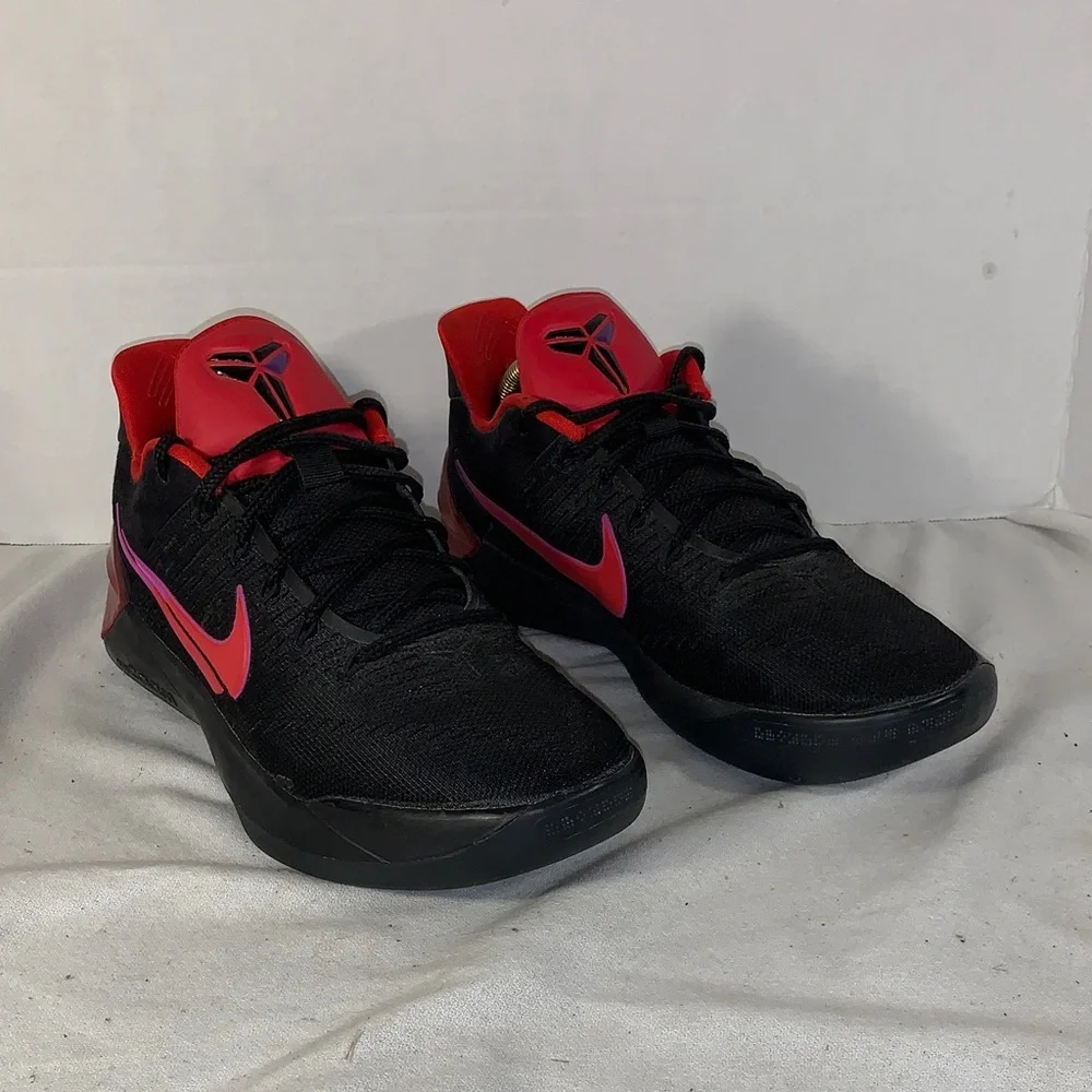 Nike Mens Kobe A.D. ‘Flip the Switch’ Black Basketball Sneakers with Red Accents